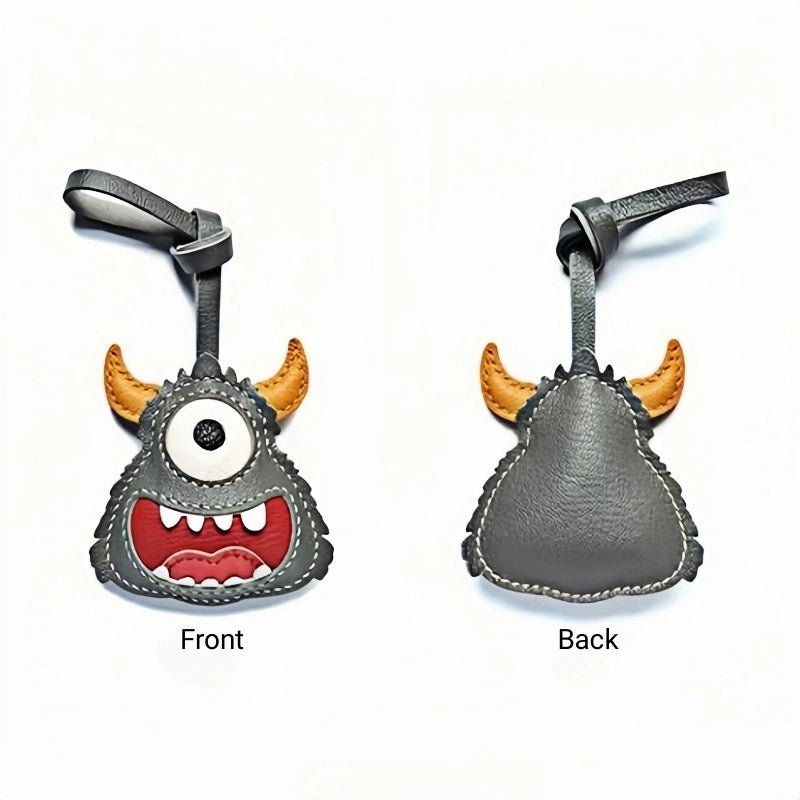 Handcrafted Playful Monster Bag Charm – French Full - Grain Goatskin, Creative Fun Design, Keychain and Bag Accessory, Perfect for Unique Gifting - Tomlynam