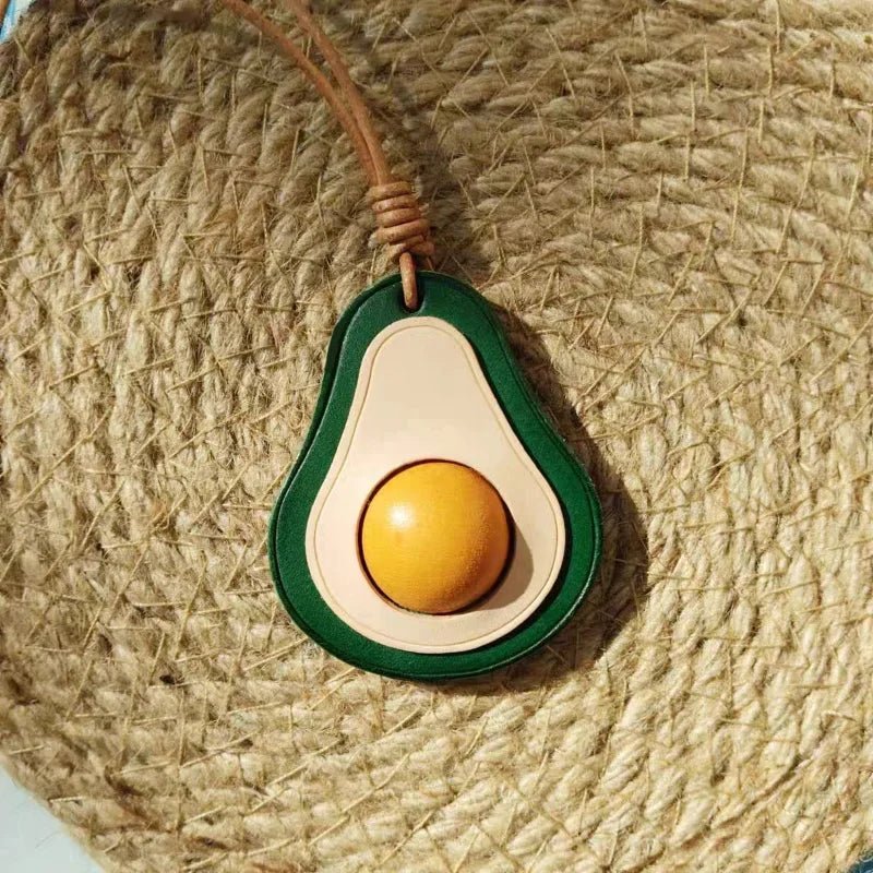 Colorful Avocado Leather Bag Charm – Handcrafted Vegetable - Tanned Keychain | Playful Fruit Pendant for Handbags | Creative Vegan - Inspired Accessory - Tomlynam