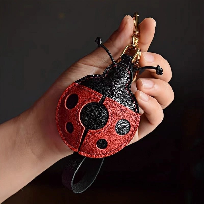 Handcrafted Ladybug Leather Bag Charm – Creative Design, French Full - Grain Lambskin, Keychain or Bag Accessory for Women, Minimalist Nature - Inspired Gift - Tomlynam