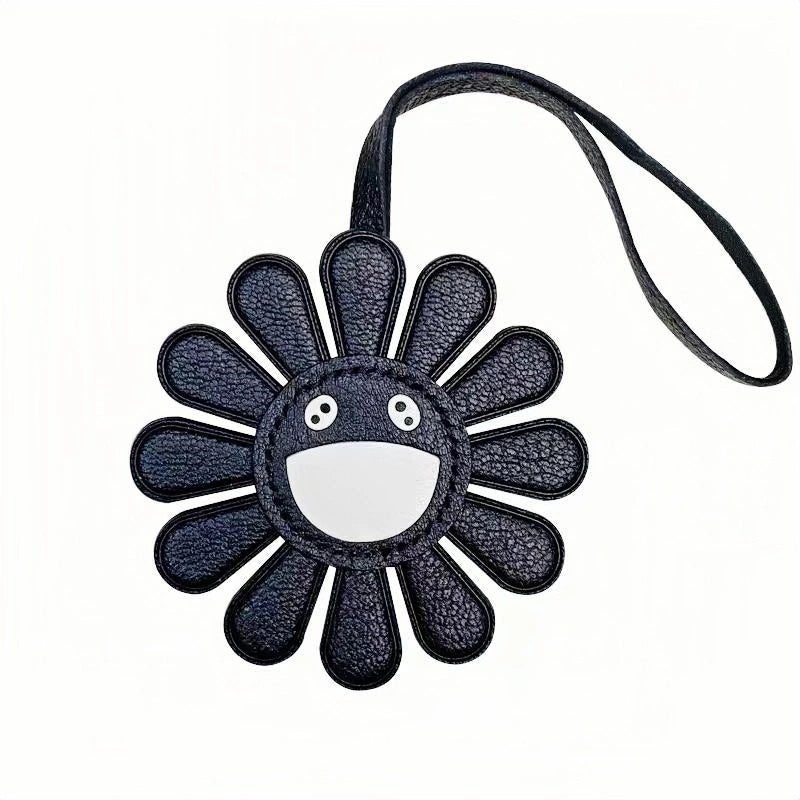 Handmade Colorful Sunburst Leather Bag Charm – Artisan Crafted Floral Accessory for Bags and Keys, Vibrant and Playful Design, Premium Goatskin, Perfect Gift for Her - Tomlynam