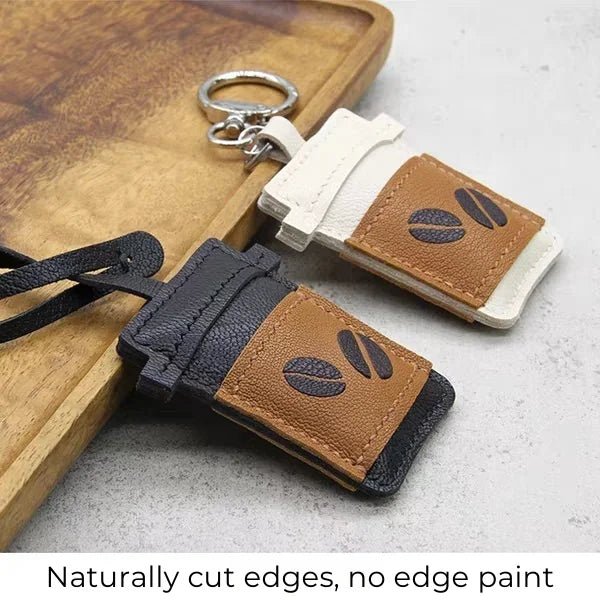 Coffee Cup Leather Bag Charm – Handcrafted Lambskin Pendant with Cartoon Coffee Bean Design | Cute Keychain & Purse Accessory | 16 Styles Available - Tomlynam
