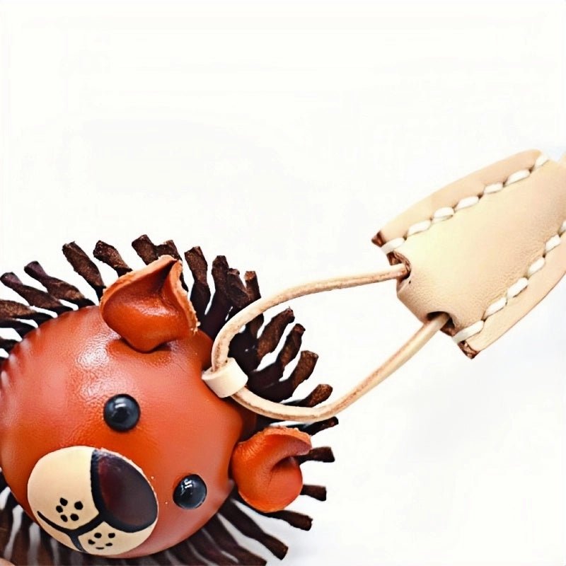 3D Leather Lion Bag Charm – Full - Grain Cowhide Keychain, Whimsical Graduation Gift, Handcrafted Animal Accessories - Tomlynam