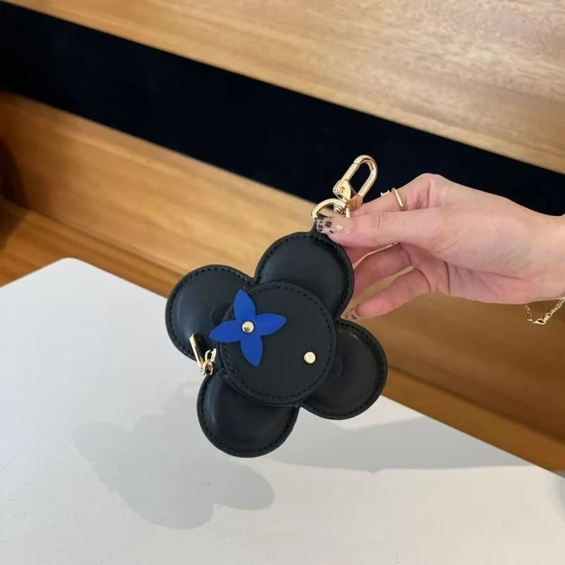 Sunflower Leather Coin & Earbud Case Charm – Designer Mini Flower Bag Pendant | Handmade Genuine Leather Keychain | Versatile Purse Accessory in Multiple Colors - Tomlynam