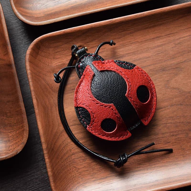 Handcrafted Ladybug Leather Bag Charm – Creative Design, French Full - Grain Lambskin, Keychain or Bag Accessory for Women, Minimalist Nature - Inspired Gift - Tomlynam