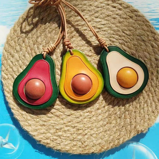 Colorful Avocado Leather Bag Charm – Handcrafted Vegetable - Tanned Keychain | Playful Fruit Pendant for Handbags | Creative Vegan - Inspired Accessory - Tomlynam