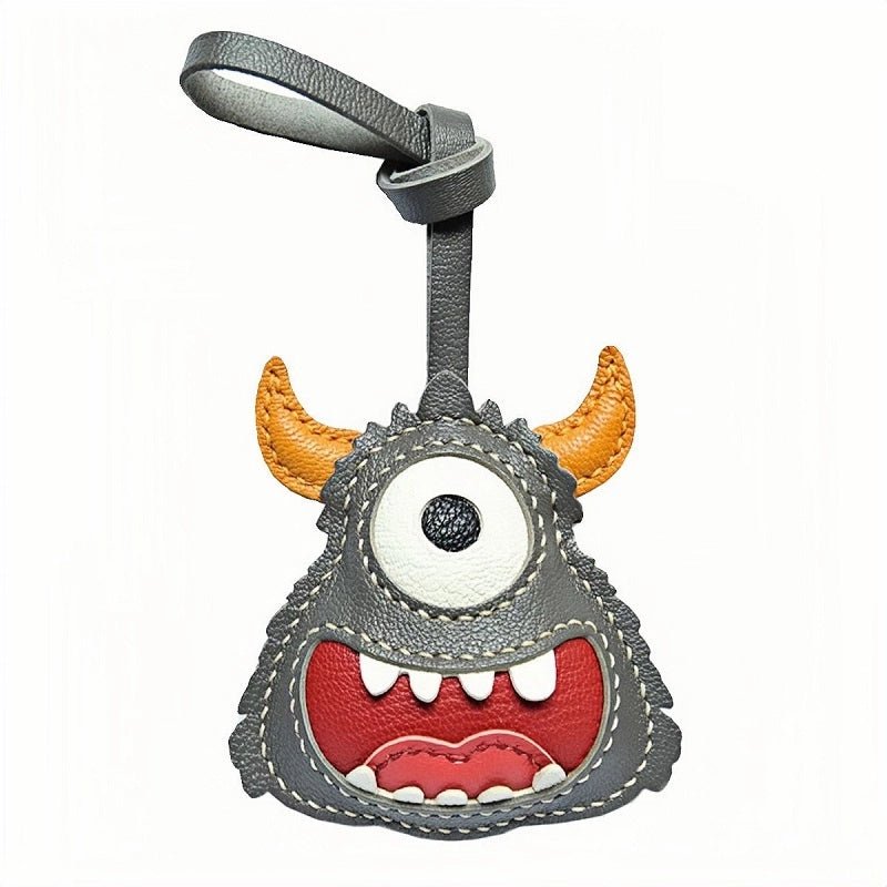 Handcrafted Playful Monster Bag Charm – French Full - Grain Goatskin, Creative Fun Design, Keychain and Bag Accessory, Perfect for Unique Gifting - Tomlynam