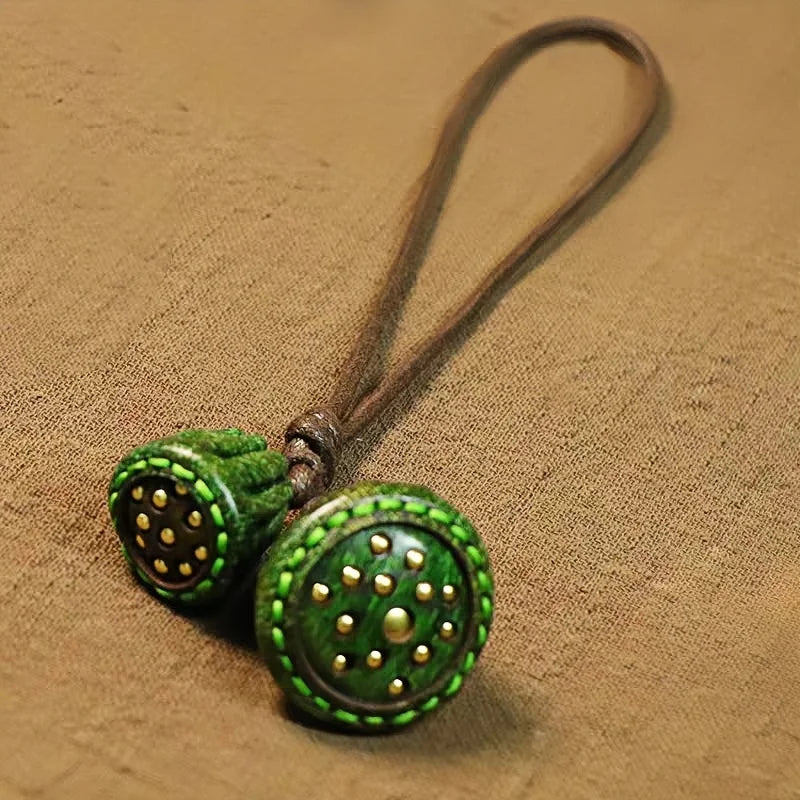 Monet-Inspired Lotus Leather Bag Charm – Handmade Full-Grain Cowhide Pendant | Adjustable Artistic Accessory | Tranquil Vintage Gift for Her