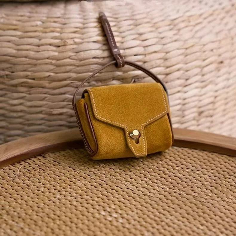 Mini Leather Satchel Charm – Handmade Cowhide Bag Pendant | Compact Lipstick & Coin Organizer | Vintage-Inspired Bag Accessory for Women