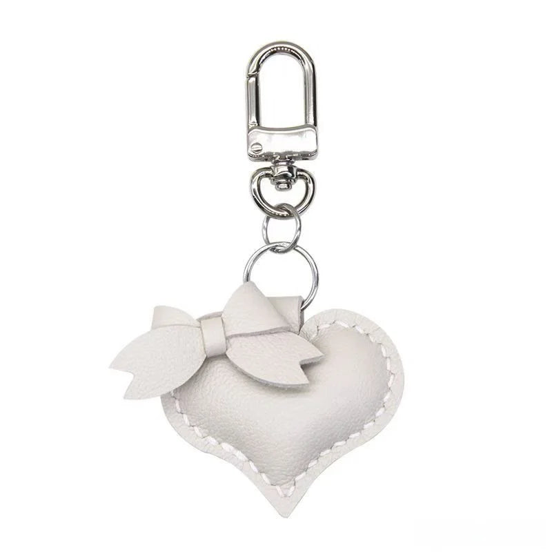 Heart-Shaped Bow Tie Leather Bag Charm | Minimalist Design | Handcrafted | Versatile and Elegant Gift Hook Style