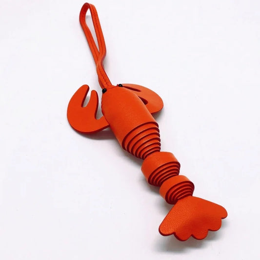Lobster Leather Bag Charm – Handmade Sheepskin Pendant in Three Colors | Nautical-Inspired Keychain for Bags & Cars | Playful Ocean Accessory