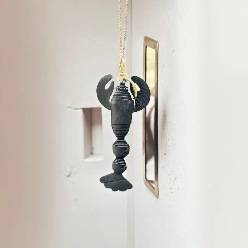 Lobster Leather Bag Charm – Handmade Sheepskin Pendant in Three Colors | Nautical-Inspired Keychain for Bags & Cars | Playful Ocean Accessory