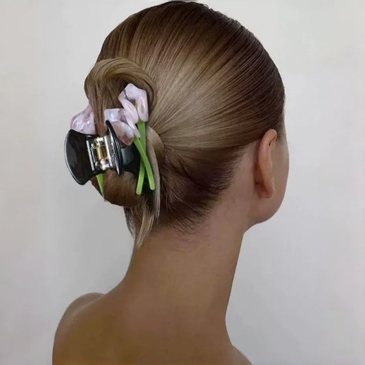 Elegant Lily Flower Acetate Hair Claw Clip – French Romantic Style Hair Accessory | Strong Hold Large Hair Clip for Women | Everyday Styling Essential Gift for Her