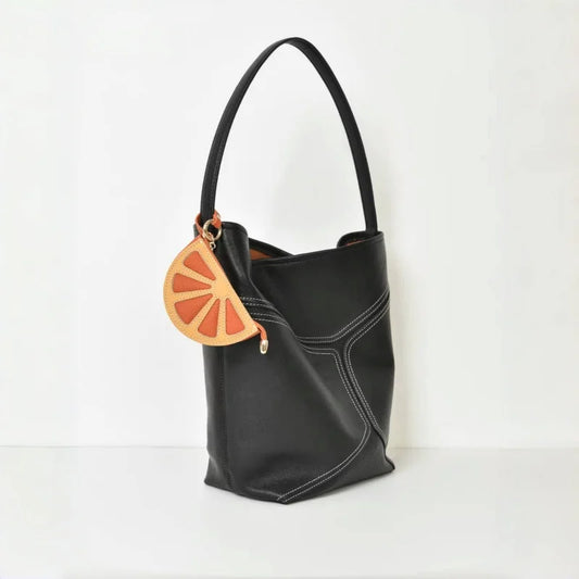 Citrus Slice Leather Mini Pouch – Handcrafted Orange Wedge Coin Purse and Bag Charm | Full-Grain Cowhide | Small Card Holder & Accessory Pouch | Unique Gift Idea