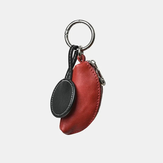 Mini Vegetable-Tanned Leather Key Pouch – Handcrafted Zip Coin & Lipstick Holder | Compact Full-Grain Leather Bag Charm | Minimalist Everyday Gift for Her