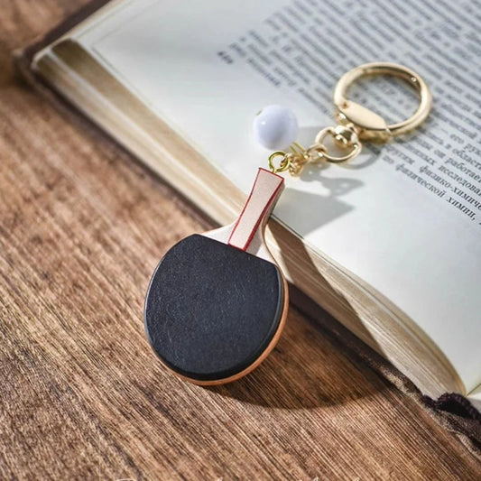 Mini Leather Table Tennis Paddle Bag Charm – Handmade Full-Grain Leather Double-Sided Keychain | Sculptural Sports-Inspired Bag Accessory | Thoughtful Gift for Her