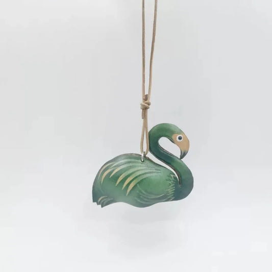 Handcrafted Flamingo & Toucan Leather Bag Charm – Artistic Animal Pendant in Full-Grain Leather | Mini Keychain Accessory | Thoughtful Gift for Her