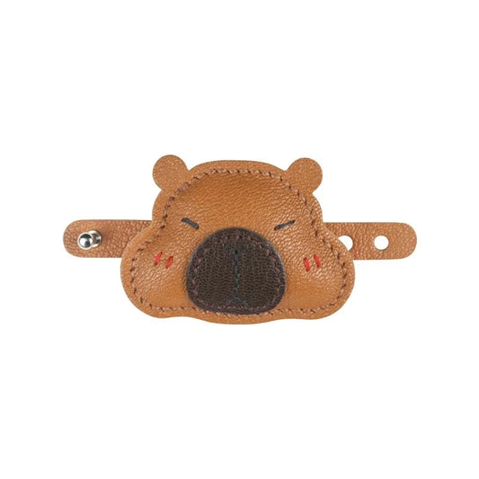 Sleeping Capybara Leather Bag Charm – Handcrafted Premium Animal Pendant in Soft Brown | Lazy Water Pig Keychain | Playful & Luxurious Bag Accessory
