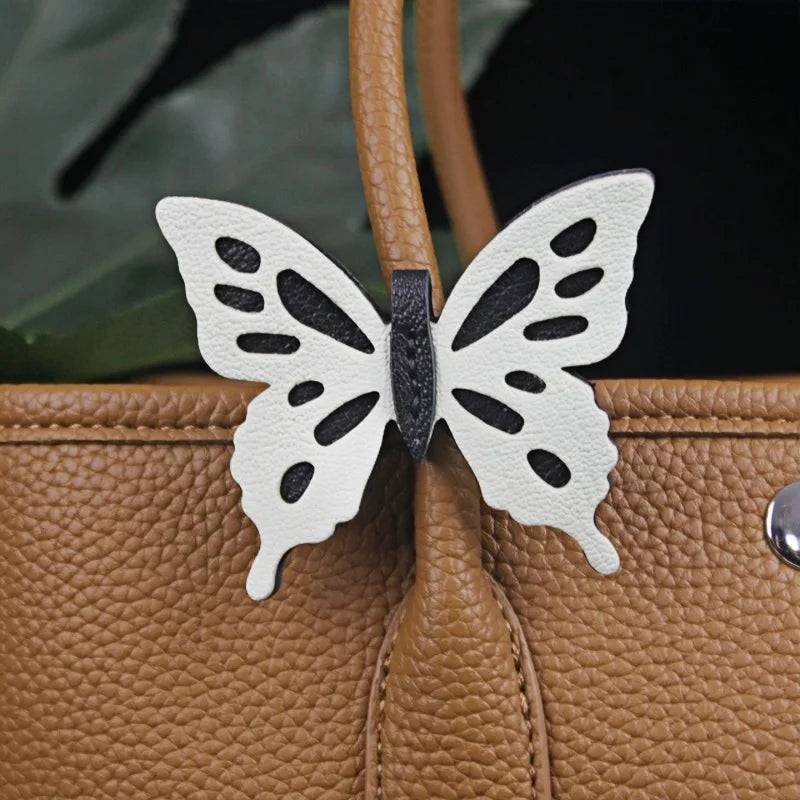 Dancing Butterfly Leather Bag Charm – Handmade Graceful Insect Pendant | Elegant Cowhide Accessory | Whimsical Gift for Women
