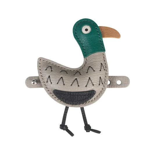 Lazy Duck Leather Bag Charm – Handmade Full-Grain Leather Pendant | Whimsical Duck Keychain for Bags | Playful Minimalist Animal Accessory