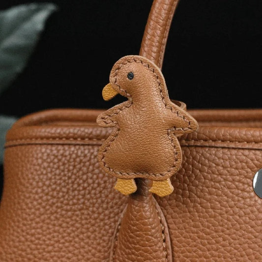 Lucky Roast Duck Leather Bag Charm – Handmade Full-Grain Leather Pendant | Whimsical Culinary-Inspired Accessory | Unique Symbol of Good Fortune & Style