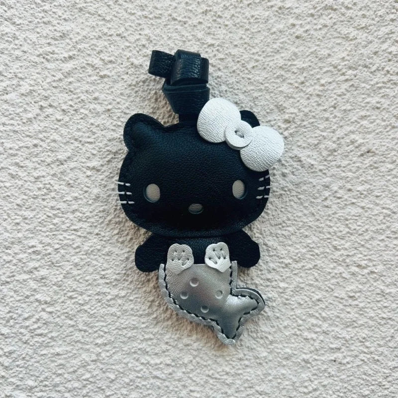 Mermaid Cat Leather Bag Charm – Handmade Whimsical Keychain | Fantasy Cat Pendant | Cute Gift for Mermaid Lovers