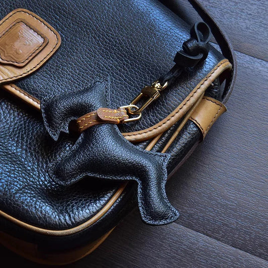 Schnauzer-Inspired Leather Dog Bag Charm – Handmade Black Lambskin Keychain | Minimalist Puppy Pendant | Petite Gift for Dog Lovers