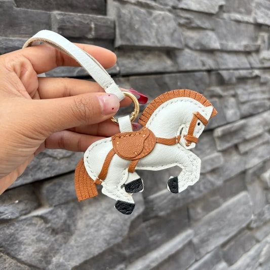 Handmade Leather Horse Bag Charm – Zodiac Horse Purse Pendant | Genuine Leather Equestrian Handbag Accessory | Lucky Horse Keychain Gift for Her