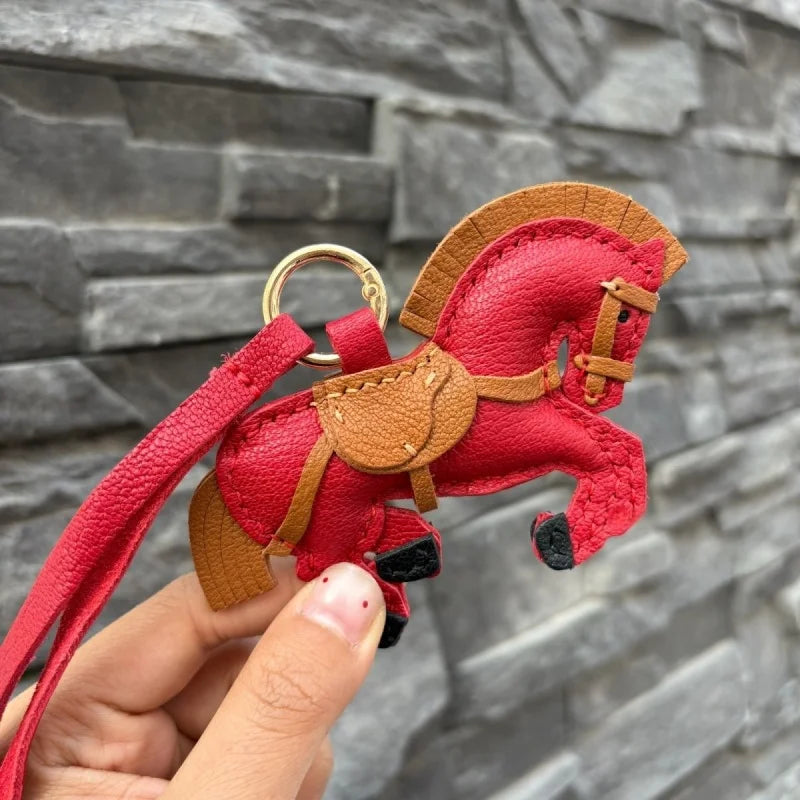 Handmade Leather Horse Bag Charm – Zodiac Horse Purse Pendant | Genuine Leather Equestrian Handbag Accessory | Lucky Horse Keychain Gift for Her