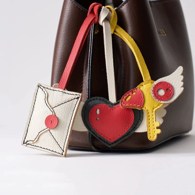 Love Letter Leather Bag Charm – Handmade French Goatskin Envelope Pendant | Romantic Vintage-Inspired Accessory for Women | Minimalist Keychain for Handbags & Backpacks