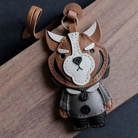 Designer Zodiac Tiger Leather Bag Charm – Handmade Animal Keychain Pendant | Premium Leather Craft Accessory | Unique Year of the Tiger Gift