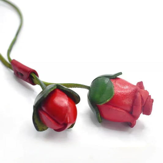 Blossoming Rose Leather Bag Charm – Handmade Goat Leather Pendant in Soft Pink | Romantic Nordic-Inspired Rose Accessory | Elegant Gift for Women