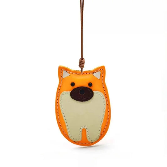 Shiba Inu Leather Dog Bag Charm – Handmade Full-Grain Cowhide Keychain | Cute Pet-Inspired Pendant for Handbags & Journals | Playful Gift for Dog Lovers