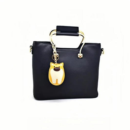 Shiba Inu Leather Dog Bag Charm – Handmade Full-Grain Cowhide Keychain | Cute Pet-Inspired Pendant for Handbags & Journals | Playful Gift for Dog Lovers