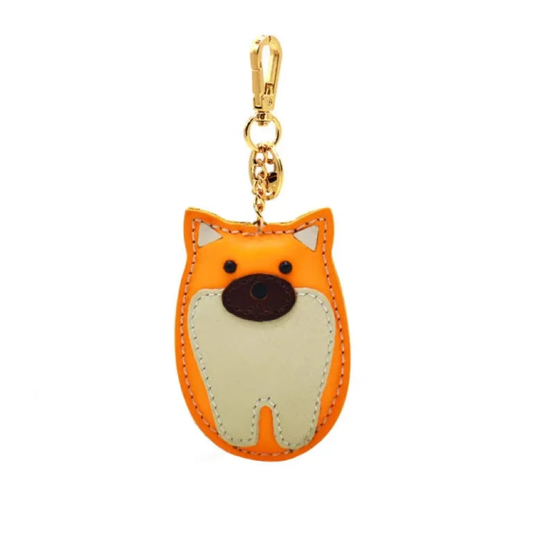 Shiba Inu Leather Dog Bag Charm – Handmade Full-Grain Cowhide Keychain | Cute Pet-Inspired Pendant for Handbags & Journals | Playful Gift for Dog Lovers
