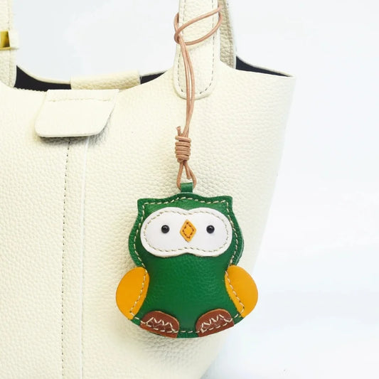 Nordic Owl Leather Bag Charm – Full-Grain Leather Keychain & Bookmark | Cute Handmade Owl Pendant | Whimsical Gift for Bag & Journal Lovers