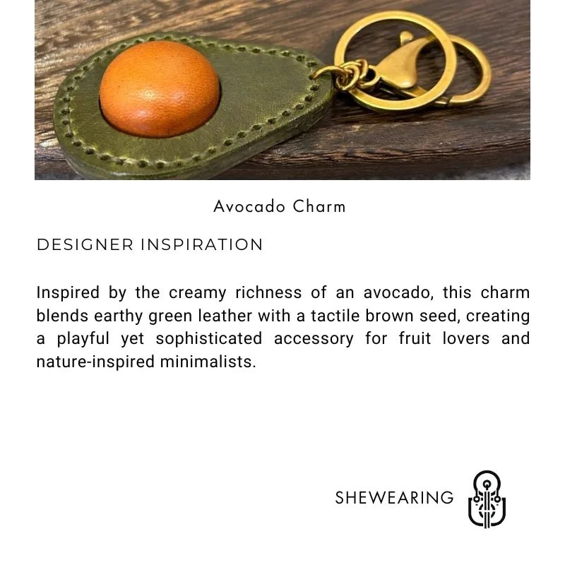 Avocado - Inspired Leather Bag Charm – Handcrafted Full - Grain Leather Keychain | Cute Fruit Pendant for Bags & Cars | Thickened Textured Accessory - Tomlynam