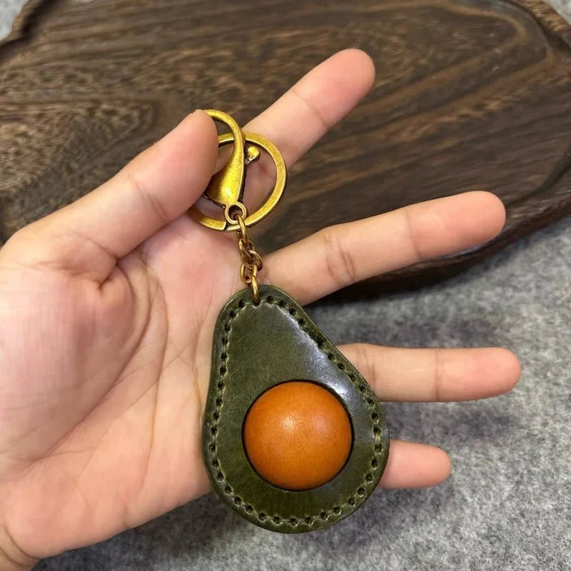 Avocado - Inspired Leather Bag Charm – Handcrafted Full - Grain Leather Keychain | Cute Fruit Pendant for Bags & Cars | Thickened Textured Accessory - Tomlynam