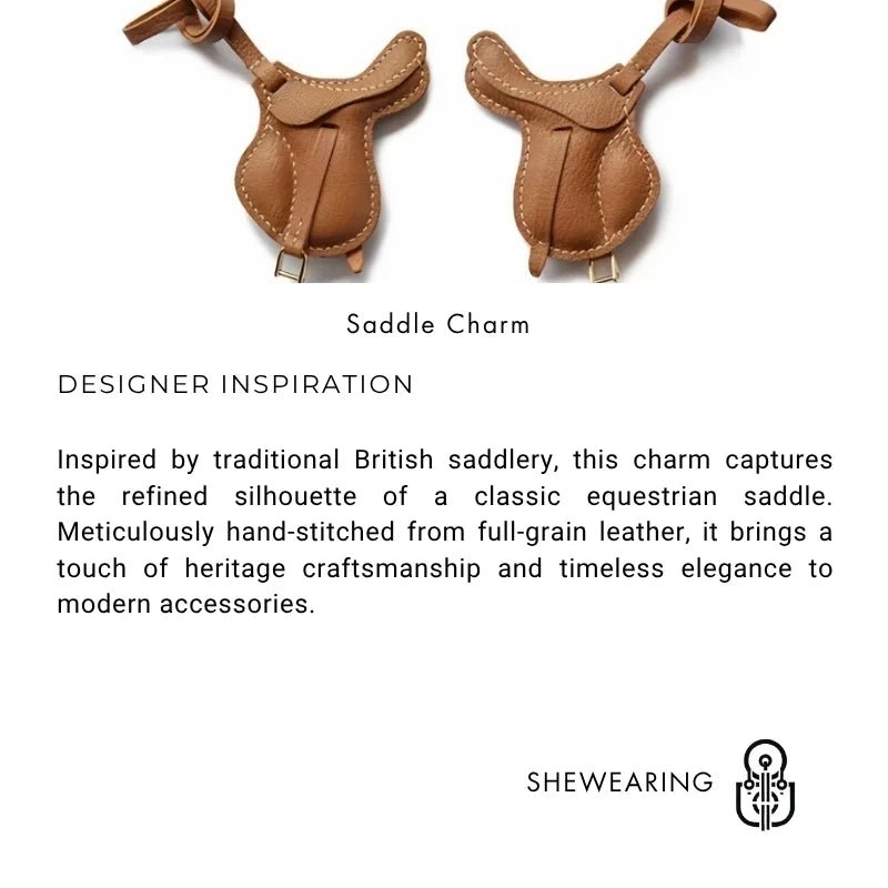 British Saddle - Inspired Leather Bag Charm – Handmade Full - Grain Leather Pendant | Elegant Equestrian Miniature | Luxury Gift for Handbag Lovers - Tomlynam