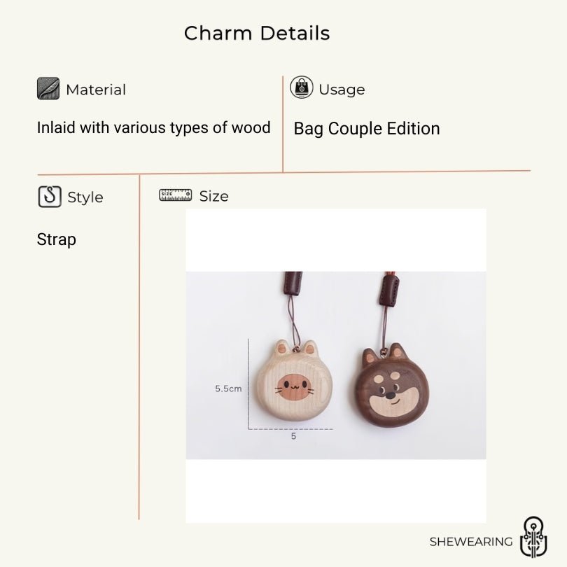 Cat and Dog Couple Charm | Handcrafted Wooden Bag Charm | Artisanal Gift for Friends and Couples | Unique Animal Design - Tomlynam