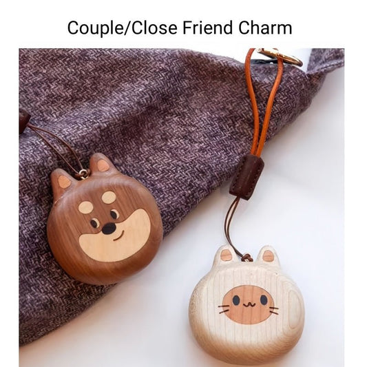 Cat and Dog Couple Charm | Handcrafted Wooden Bag Charm | Artisanal Gift for Friends and Couples | Unique Animal Design - Tomlynam