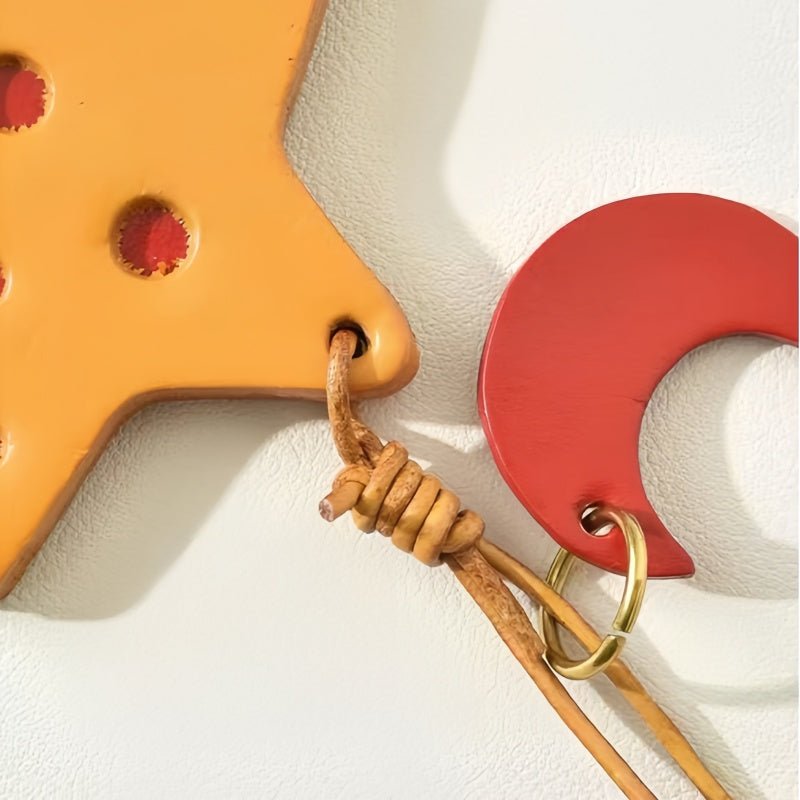 Cheese Star Leather Bag Charm - Handcrafted Vegetable - Tanned Unique Star Design, Small Niche Gift for Bags and Accessories - Tomlynam