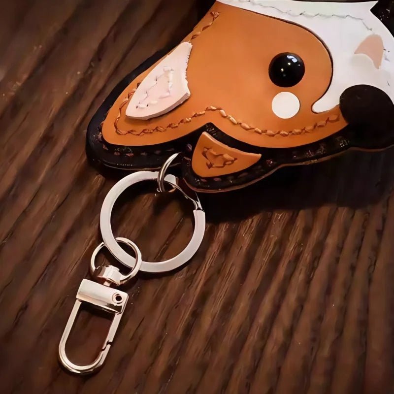 Corgi Pet Leather Bag Charm Hand - Stitched Leather Accessory Creative Keychain Pendant Cute Gift for Women - Tomlynam