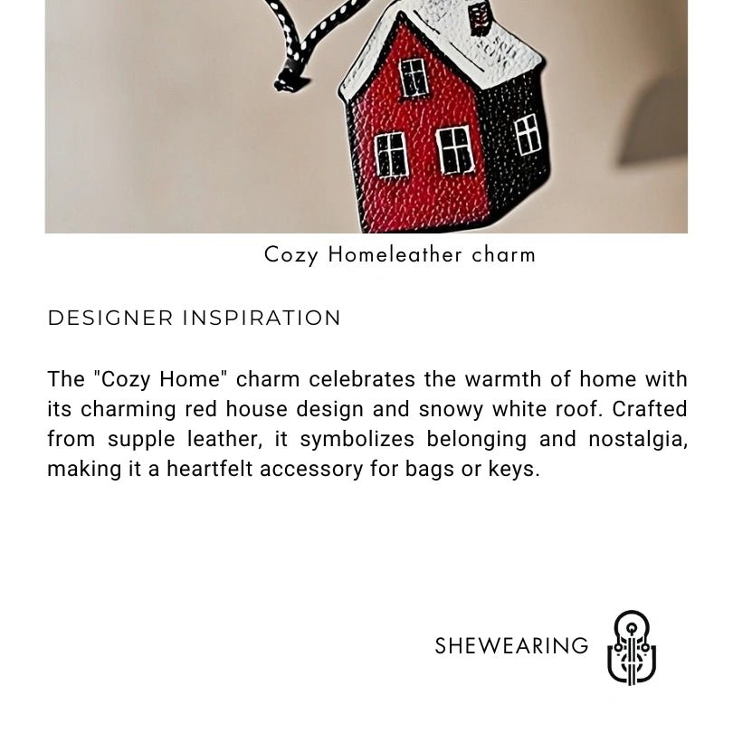 Cozy Home Leather Charm – Double - Sided 3D Red House Keychain and Bag Accessory - Tomlynam