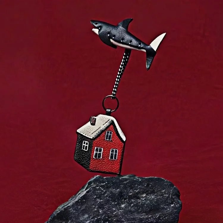 Cozy Home Leather Charm – Double - Sided 3D Red House Keychain and Bag Accessory - Tomlynam