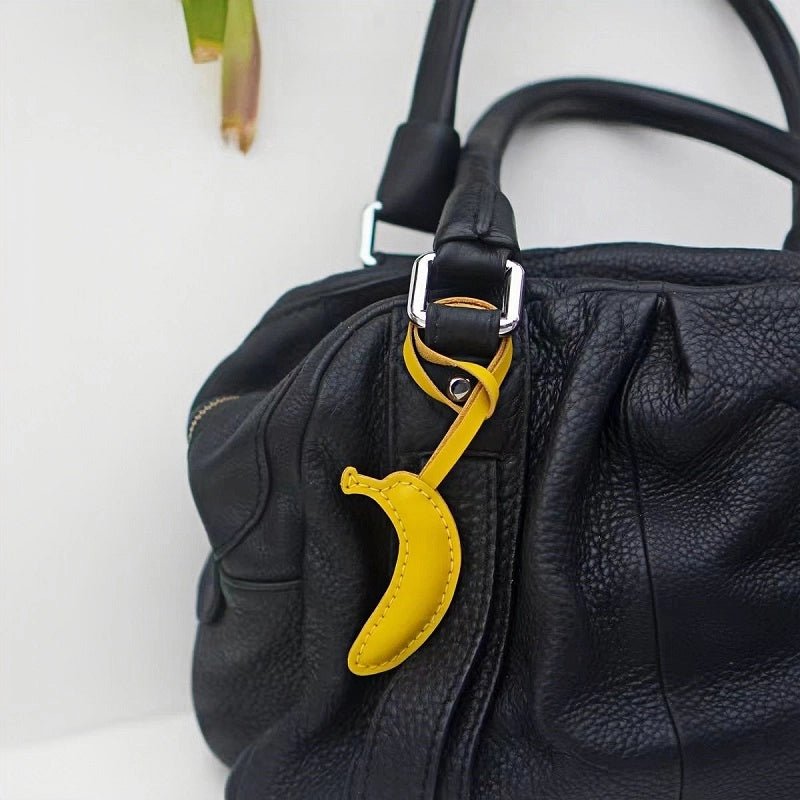 Creative Banana Leather Bag Charm – Full - Grain Cowhide Handmade Accessory for Bags and Keys, Whimsical Gift Idea - Tomlynam