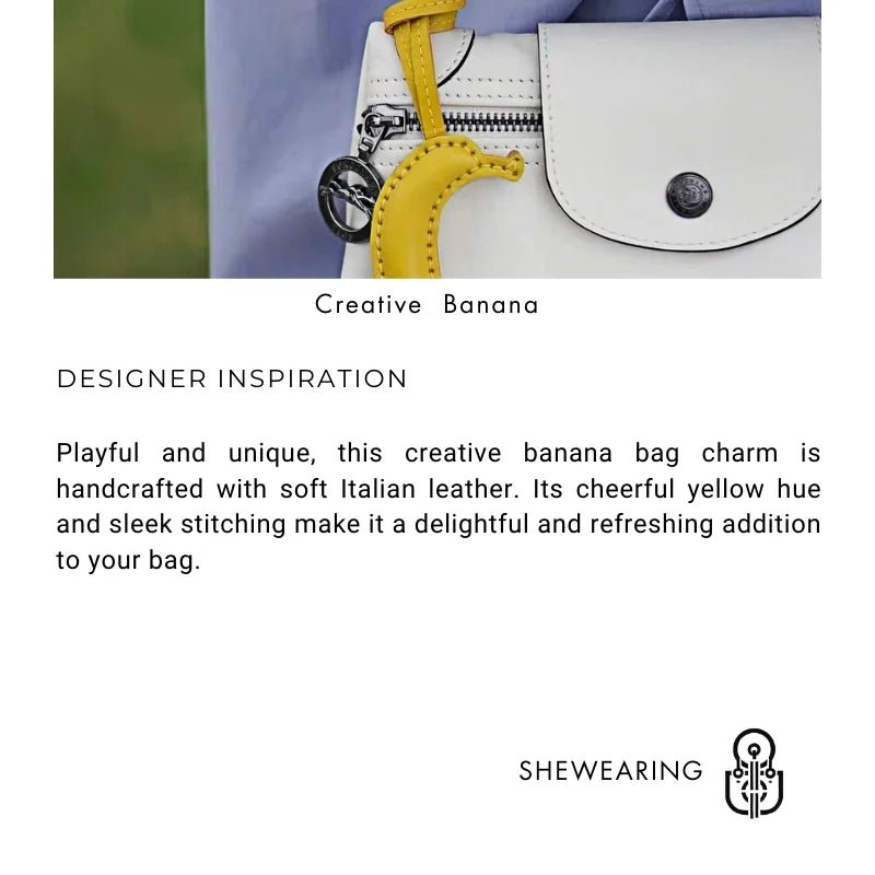 Creative Banana Leather Bag Charm – Full - Grain Cowhide Handmade Accessory for Bags and Keys, Whimsical Gift Idea - Tomlynam