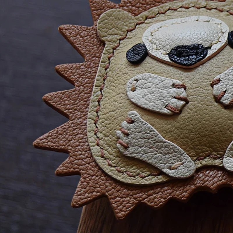 Curled - up Hedgehog Leather Bag Charm – Handcrafted Full - Grain Goatskin Keychain, Unique Gift for Women - Tomlynam