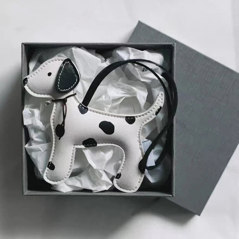 Dalmatian - Inspired Leather Dog Bag Charm – Cute Cartoon Animal Pendant | Handcrafted Faux Leather Accessory | Whimsical Gift for Women - Tomlynam