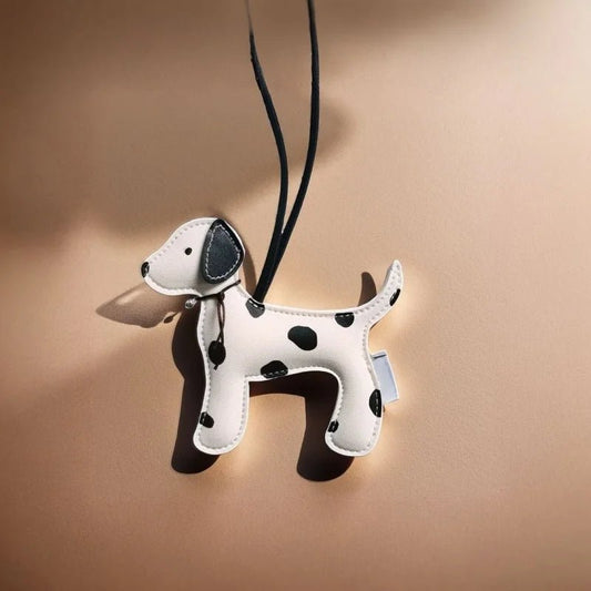 Dalmatian - Inspired Leather Dog Bag Charm – Cute Cartoon Animal Pendant | Handcrafted Faux Leather Accessory | Whimsical Gift for Women - Tomlynam