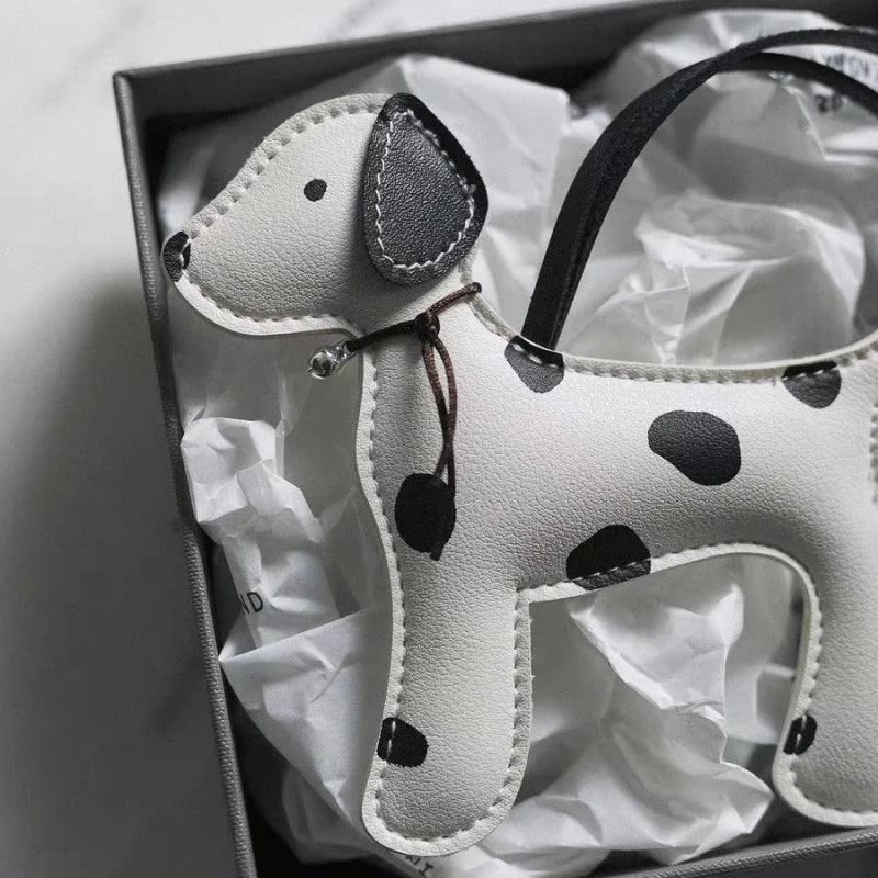 Dalmatian - Inspired Leather Dog Bag Charm – Cute Cartoon Animal Pendant | Handcrafted Faux Leather Accessory | Whimsical Gift for Women - Tomlynam